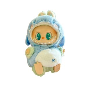 Blue Dino Plush Hoodie for Lafufu Dolls – Clothing Only (15cm)