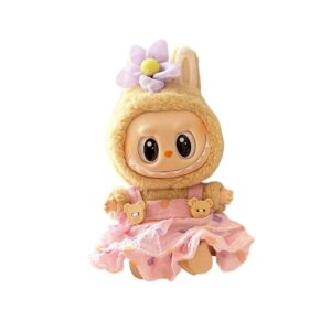 Pastel Pink Tulle Dress & Plush Bunny Hoodie for Lafufu Dolls – Clothing Only (15cm)